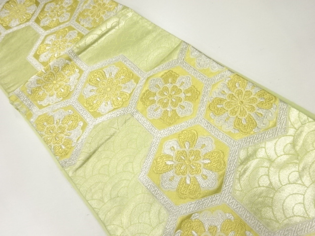 アンティーク　花亀甲模様織出し袋帯（材料）